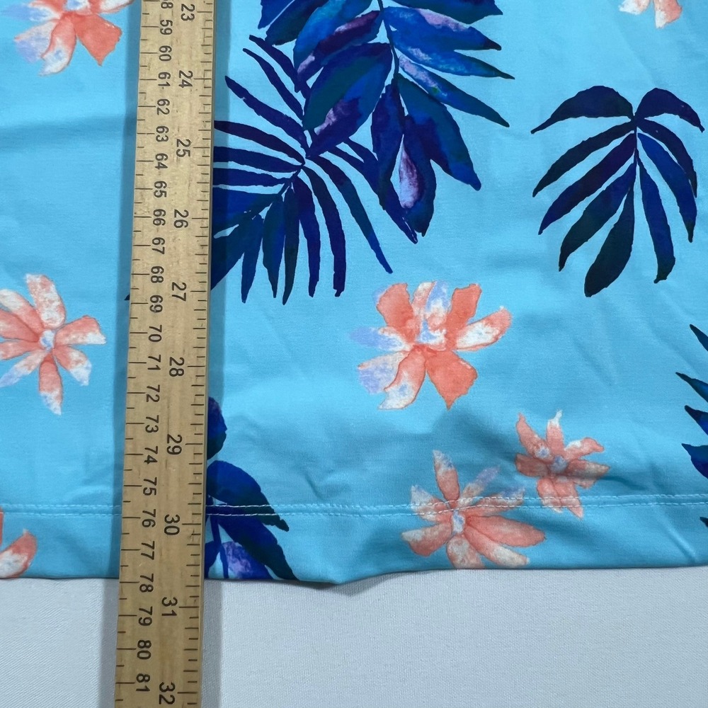 Bad Birdie Golf Polo Shirt Performance Bayou Blue Tropical Floral Palm Men's 2XL - Picture 10 of 10